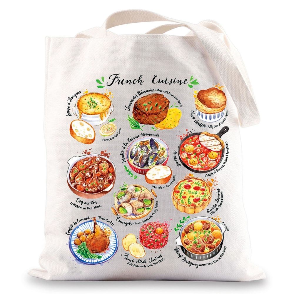 French Cuisine Tote Bag France Travel Gifts France Shoulder Bag French Trip :O